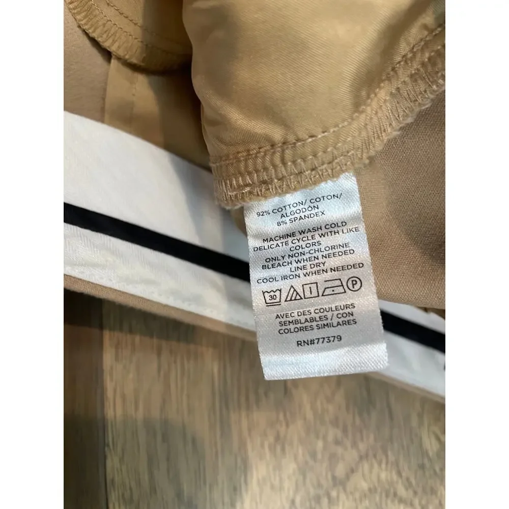 Ann Taylor Cuffed Ankle Pants Size 8 Cotton Blend Classic Cropped Camel
